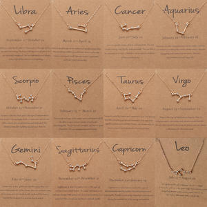 2025 Tarjeta de papel marrón de moda chapado en oro astrología constelación estrellas signo del zodiaco collar joyería - Product Image 2