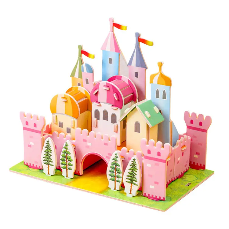Enfants éducation artisanat jouets bricolage à la main papier Art 3D assemblage arc-en-ciel château bâtiment Halloween maison modèle Puzzles