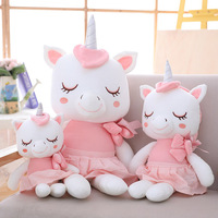 Grosir hewan kartun lucu Unicorn mainan lembut disesuaikan populer boneka beruang