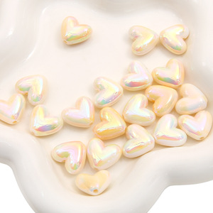 Perles acryliques en vrac Macaron électroplaqué coeur trou vertical perles acryliques en vrac pour la fabrication de bijoux vente en gros 5 pièces/sac - Product Image 6