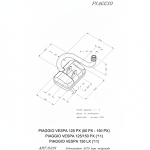 Sistema di scarico moto Sito per VESPA 80 PX-17088 - Product Image 1