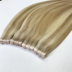 Wholesale Natural Blonde Curly Virgin 100 Remy Raw Chinese Invisible Tape In Human Hair Extensions