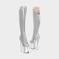 Bottes d'hiver imperméables à talons hauts pour femmes, avec bande étroite, plateforme croisée, lacets, talons fins super hauts
