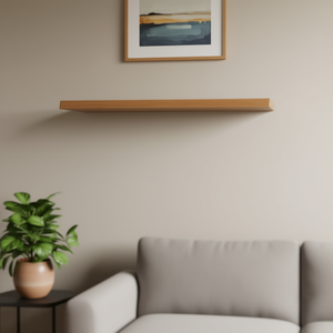 Estante de Pared de Madera de Roble Macizo 60x40x30cm con Acabado Barnizado, Diseño Minimalista, Estante de Almacenamiento para Sala de Estar - Product Image 2