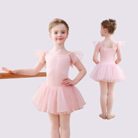 Vestido Tutú de Ballet con Mangas de Volantes para Niñas, Leotardo Corto para Niñas, Ropa de Baile, Vestidos de Princesa para Niñas
