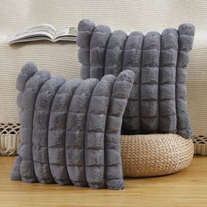 Housse de <span class=keywords><strong>coussin</strong></span> en fausse fourrure pelucheuse, housse de <span class=keywords><strong>coussin</strong></span> décorative douce pour canapé, chambre à coucher, <span class=keywords><strong>blanc</strong></span> crème - Product Image 2