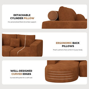 Sofá Seccional Modular Extensible y Convertible en Forma de L con Chaise Longue, Masaje, Moderno, para Apartamento, Cama, Asiento Profundo, Relleno de Esponja, Juego de Tela - Product Image 3