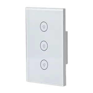 Tuya Timer Lampu Dinding Pintar, Soket Domotica Sistem Rumah Pintar Wifi Remote Kontrol, Aksesori Panel Sentuh 3 Arah Saklar Kaca