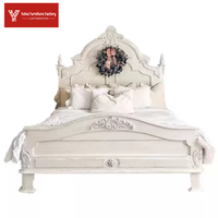 Lit double en bois massif de style rétro français, lit de 1,8 mètre, lit de princesse rococo sculpté de style européen, lit de mariage
