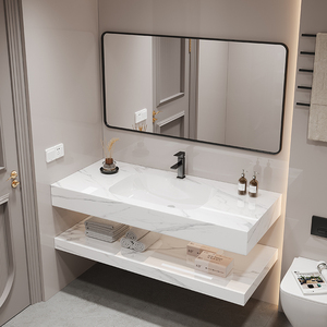 Modern <strong>Bathroom</strong> Cabinet Smart Lighted Mirror Wall-mounted Open Storage Ceramic Basin <strong>Bathroom</strong> Sink <strong>Bathroom</strong> <strong>Vanities</strong> - Product Image 3