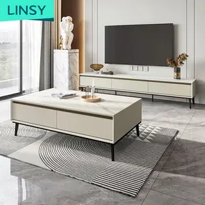Linsy Nordic Modern Luxus Marmor TV-Tisch und Couch tisch Rechteck Set Lagerung Holz Wohnzimmer möbel LS988M1