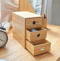 Organisateur de bureau en bambou à 3 tiroirs, meuble de rangement moderne multi-niveaux, mini commode de bureau, rangement de table pour la maison et le bureau