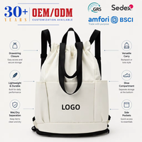 Sac de sport léger en tissu Oxford avec cordon de serrage, sac à dos de fitness pour femmes avec compartiment séparé pour chaussures (humide/sec), idéal pour les voyages et la natation