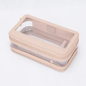 FAMA Factory Customized Hot Selling Makeup Organizer Cases Transparent Cosmetic HandBag Clear TPU Toiletries Pouch