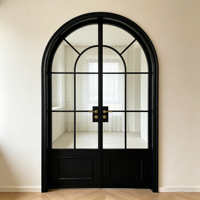 Porte en aluminium avec motif de grille moderne pour l'intérieur et l'extérieur, fabriquée sur mesure par Alufront Factory, conforme aux normes NFRC AS2047, pour les maisons et les hôtels