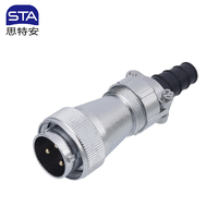 Conector de Aviación Metálico de Cobre Roscado WF24 IP67 Impermeable, Enchufe de Ángulo Recto con Brida Cuadrada para Alimentación LED