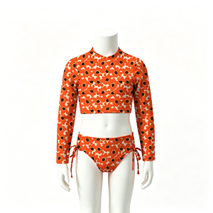 Costume da bagno due pezzi all'ingrosso per bambina 2026 con maniche, set da bagno due pezzi a maniche lunghe per ragazze adolescenti e pre-adolescenti all'ingrosso - Product Image 5