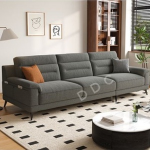 Canapé en tissu coton et lin minimaliste italien, petit salon, canapé moderne minimaliste en ligne droite, canapé en fourrure de chat - Product Image 4