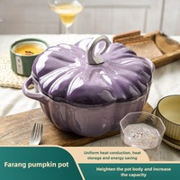 Marmite multifonction en fonte émaillée en forme de citrouille, compatible avec les cuisinières à induction universelles, pour soupes et bouillons