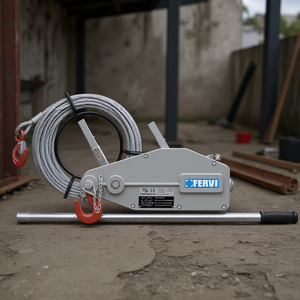 Treuil manuel Fervi, capacité 1000 kg, câble en acier avec crochet et poignée pour applications de levage et de remorquage - Product Image 3