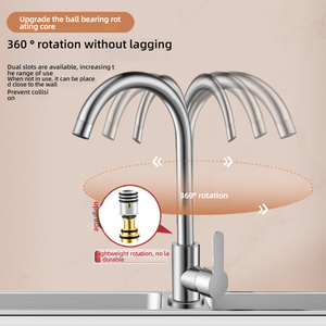 Évier <span class=keywords><strong>de</strong></span> <span class=keywords><strong>cuisine</strong></span> moderne en granit blanc Wayon <span class=keywords><strong>avec</strong></span> robinet à bec haut en nickel brossé - Product Image 5