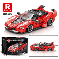 Reobrix 686 Modèle de Voiture de Sport, Véhicule Classique Urbain, Briques de Construction, Jouets, Ornements de Bureau, Jouets DIY pour Enfants, Ensembles de Blocs de Construction pour les Fêtes
