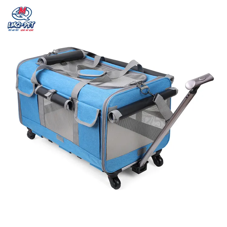 Bagages de voyage approuvés par les compagnies aériennes, porte-chat souple pour animaux de compagnie avec roues détachables, sac de transport pour chien et chat avec roue