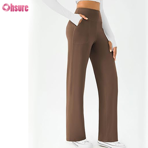 Pantalon de sport pour <span class=keywords><strong>femme</strong></span>, coupe droite, 80% nylon 20% élasthanne, 220 grammes, doux et léger, taille élastique - Product Image 2