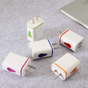 Adaptateur d'alimentation à charge rapide avec éclairage LED à 2 ports pour téléphones portables et écouteurs, idéal pour les voyages - Product Image 1