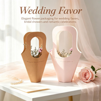 Sac en papier Kraft avec poignée, Logo personnalisé, pour Bouquets de roses, fleurs écologiques, vente en gros, 50 unités