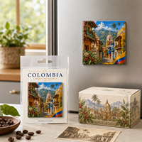 Aimant de réfrigérateur en céramique souvenir de la Colombie, aimant carré avec impression artistique des monuments de la ville, cadeau touristique, OEM ODM personnalisé, vente en gros