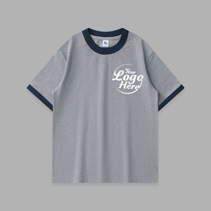 Camiseta Estilo Universitario, 100% Algodón Puro, Corte Holgado, Cuello Redondo con Diseño de Costuras en Contraste - Product Image 3