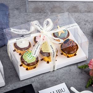 6/12 viên nang nâng cao Muffin cup tay đóng gói nhựa dùng một lần cốc trong suốt hộp bánh với chia