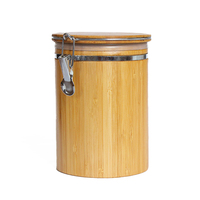 Frascos grandes de vidrio de borosilicato con tapa de madera de bambú, macetas selladas