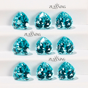 Pietre di tormalina <span class=keywords><strong>Paraiba</strong></span> coltivate in laboratorio belle pietre di diamante a cuore taglio blu verde di colore verde con pietre preziose sciolte create da laboratorio <span class=keywords><strong>Paraiba</strong></span> sintetiche - Product Image 1