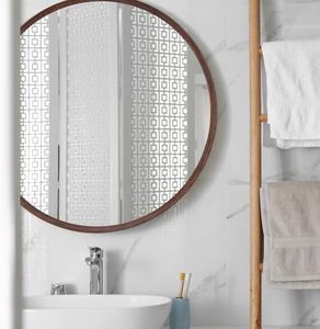 <strong>Round</strong> Solid <strong>Oak</strong> Wood <strong>Mirror</strong> Medium Size, Walnut Frame Modern Decorative Wall Makeup <strong>Mirror</strong> for Bathroom Bedroom Living Room - Product Image 2
