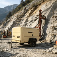 Compresseur d'air à vis diesel P400 remorquable 400 CFM 7 bars en bon état pour l'exploitation minière, le forage et la construction - Occasion
