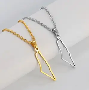 Inspire jewelry Minimalist Palestine Map Contour Charm Necklace Israel Map Pendant Necklace Gift For Men Women Friend Simplistic