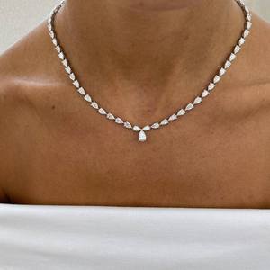 Glamoroso Collar de Tenis de Plata 925 con Moissanita Pera, Diseño de Lágrima, Elegante Joyería para Bodas y Fiestas, Regalo de Moda para Mujer - Product Image 3