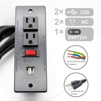 2 prises de courant US 2 chargements USB avec interrupteur œillet de bureau encastré Prise USB Prise de table intégrée dans un meuble