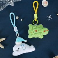 Vente en gros de porte-clés en peluche d'animaux marins mignons, porte-clés en peluche écologique, porte-clés dauphin, pendentif de sac de dessin animé, cadeau pour enfants