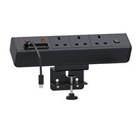 Prise de bureau à clipser de type G standard britannique, 3 prises britanniques avec USB-C 20W PD Charge rapide USB-A, station d'alimentation compacte à clipser