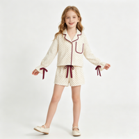 Ensemble de pyjama tendance à carreaux pour enfants, avec volants et rubans, manches longues, en coton, pour filles, vêtements de nuit pour enfants, ensemble de vêtements de détente pour tout-petits