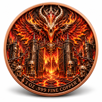 Pièce de collection en cuivre pur 999 électroplaqué, 1 oz, série Halloween, Flamme Phénix Démon, en relief 3D, couleur UV, imitation pièce de monnaie, artisanat métallique