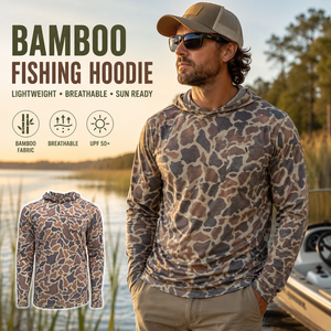 Haut de pêche en bambou pour homme, camouflage, manches longues, protection solaire UPF 50+, léger, respirant, séchage rapide, pour activités de plein air - Product Image 1