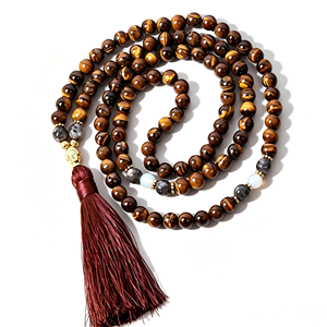 Collana Mala con 108 Perle in Occhio <span class=keywords><strong>di</strong></span> Tigre, Collana <span class=keywords><strong>di</strong></span> Preghiera Curativa in Pietra Naturale, Meditazione, Protezione Spirituale, Ciondolo con Nappina - Product Image 2