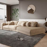 Conjuntos modernos de diseñador italiano de gama alta, muebles de nube de cuero modular en forma de L, sala de estar, hogar, sofá de plumas