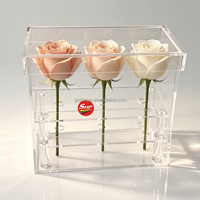 Boîte à fleurs élégante en acrylique SHP, 3 trous, transparente, pour centre de table, cadeau, vente en gros, anniversaire