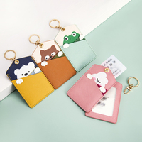 Expédition rapide mignon créatif dessin animé en cuir PU porte-clés mignon Animal porte-carte d'identité cadeaux