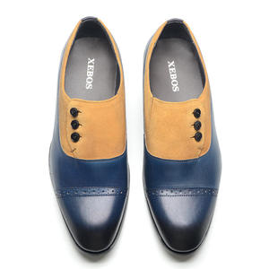 Zapatos de cuero personalizados para hombre, hechos a mano con cuero vacuno genuino, zapatos de vestir y Oxford azules casuales. - Product Image 4